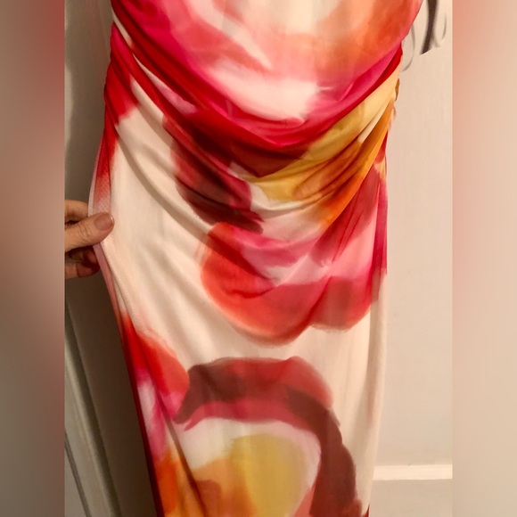 Amanda Uprichard Floral Midi Dress - Red and Orange - Picture 8 of 10